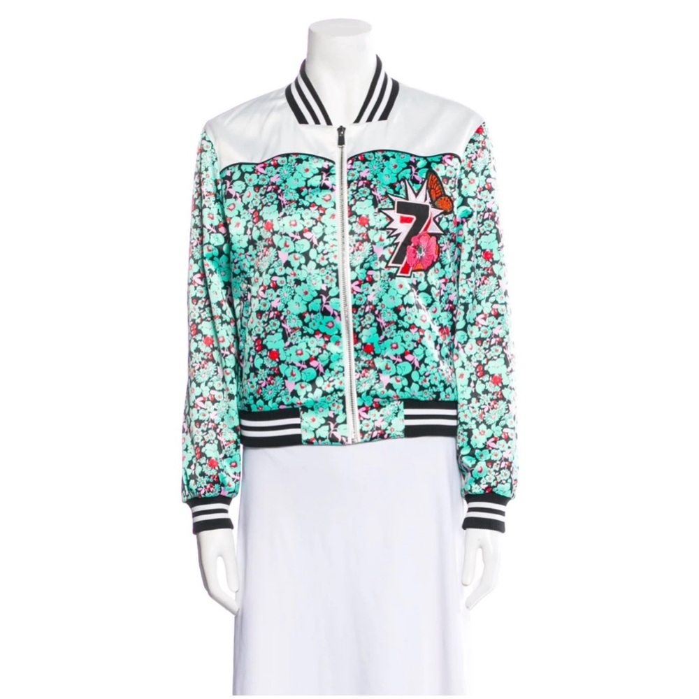 Pretty maje floral green bomber jacket size 36